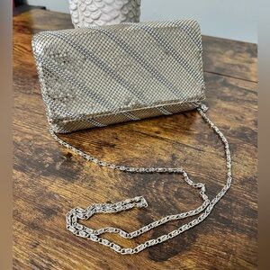 Lulu Townsend Clutch Crossbody Silver Metallic Purse